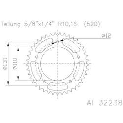 ZAHNKRANZ ALU 520 (165801-43 / 51-32238-43 / JTA75.43)