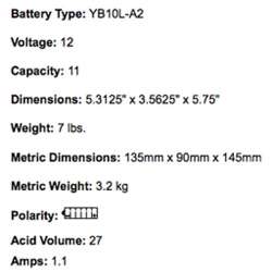YUASA BATTERIE YB10L-A2