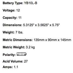 YUASA BATTERIE YB10L-B2