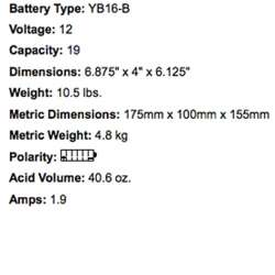 YUASA BATTERIE YB16-B