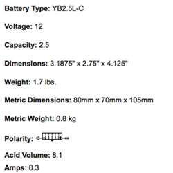YUASA BATTERIE YB2.5L-C