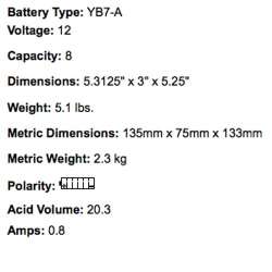 YUASA BATTERIE YB7-A
