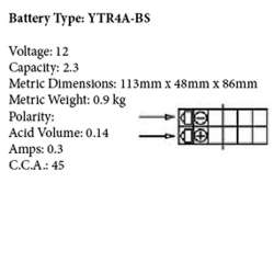 YUASA BATTERIE YTR4A-BS