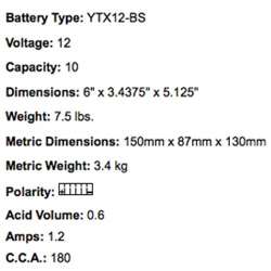 YUASA BATTERIE YTX12-BS