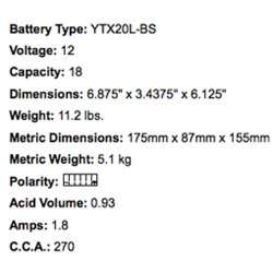 YUASA BATTERIE YTX20L-BS