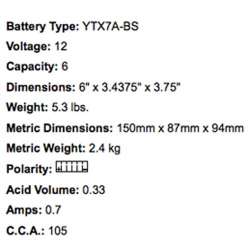 YUASA BATTERIE YTX7A-BS