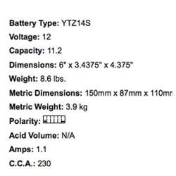 YUASA BATTERIE YTZ14S