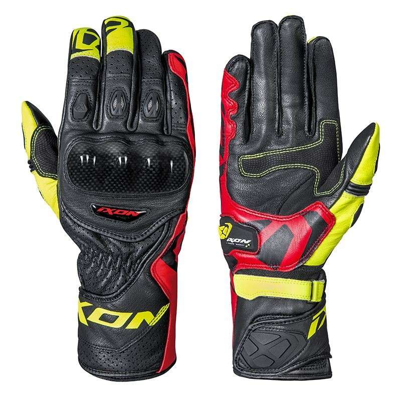 IXON RS CIRCUIT R Sommerhandschuh Schwarz-Rot-Neongelb