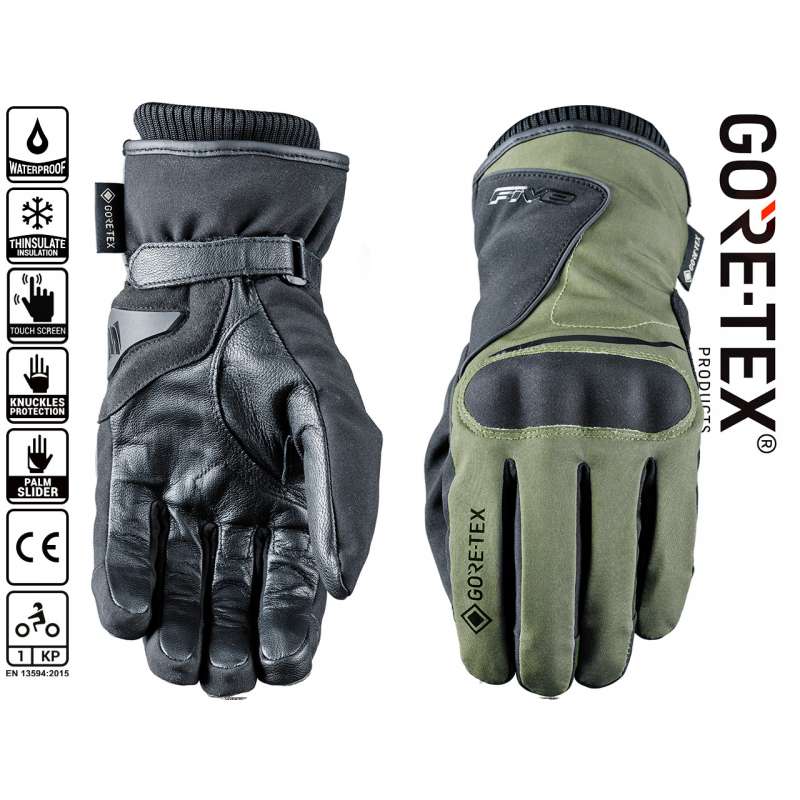 Five Handschuhe Stockholm GTX Kaki | Dein Stil auf Motogoodeal
