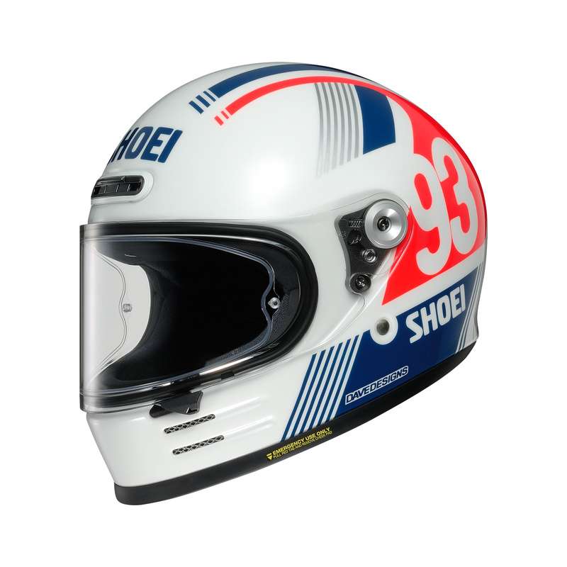 Casque intégral Glamster MM93 Retro TC-10 blanc-bleu-rouge