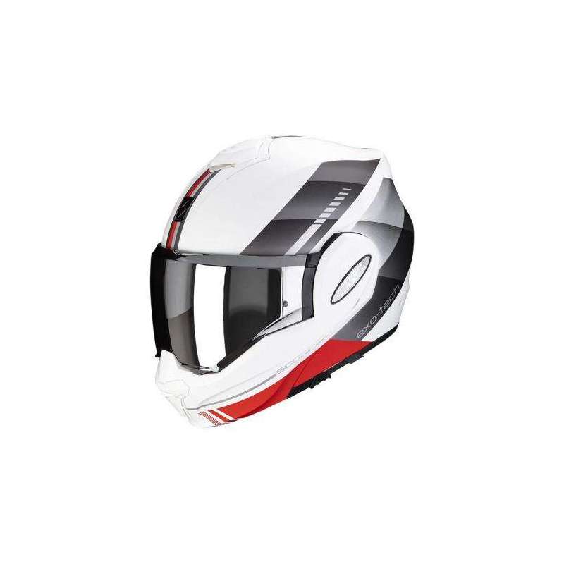 Casque Modulable SCORPION EXO-TECH EVO GENRE -Blanc Mat-Gris-Rouge