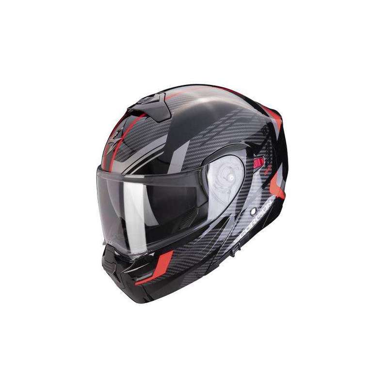 Casque Modulable SCORPION EXO-930 EVO SIKON -Noir-Argent-Rouge