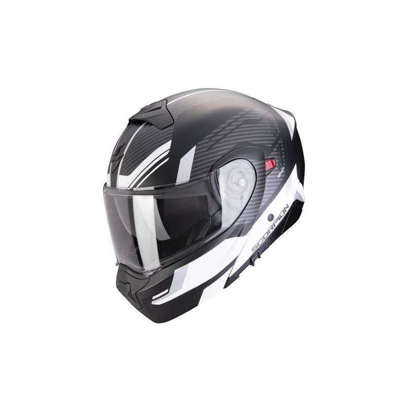 Casque Modulable SCORPION EXO-930 EVO SIKON -Noir-Argent-Blanc