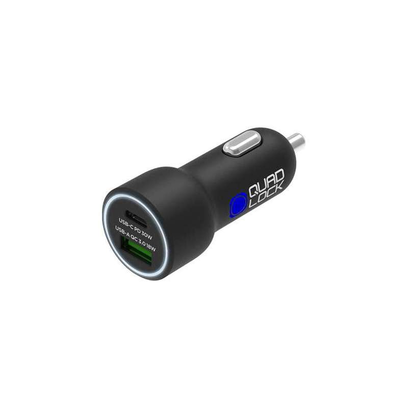 QUAD LOCK DUAL USB-C 12V CAR CHARGER SCHWARZ