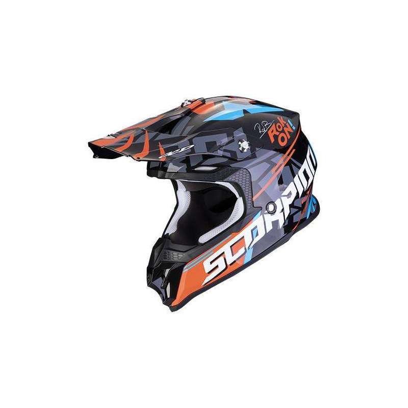 Casque SCORPION VX-16 EVO ROK BAGOROS Air Noir-Orange