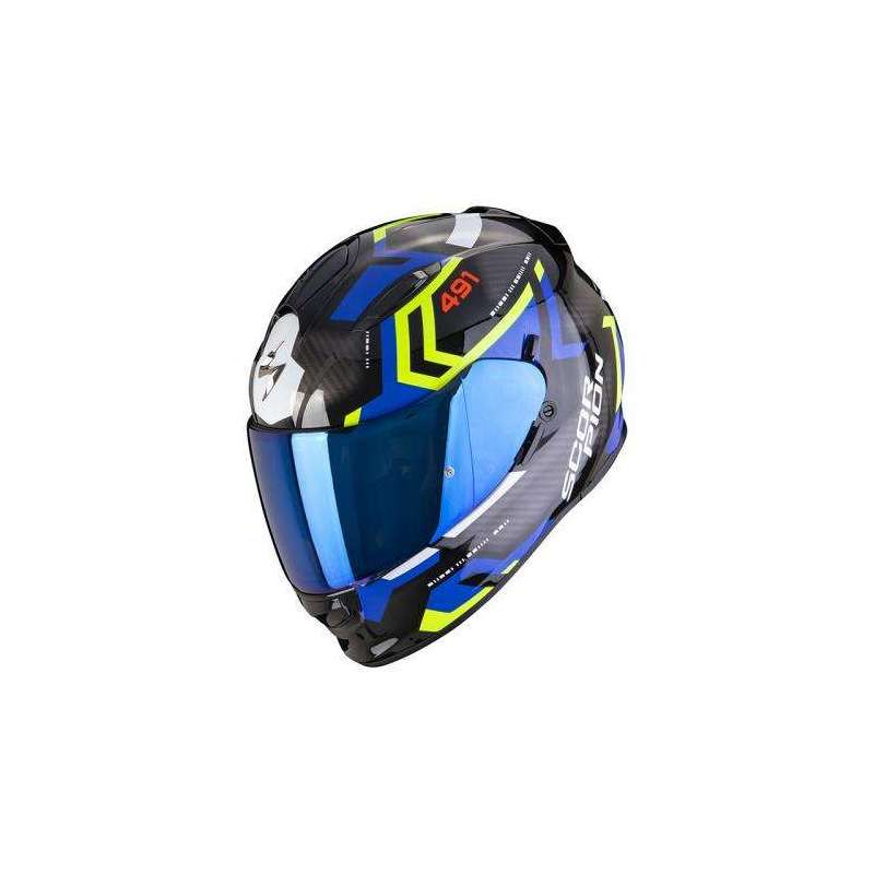 Casque SCORPION EXO-491 SPIN Noir-Bleu-Jaune fluo