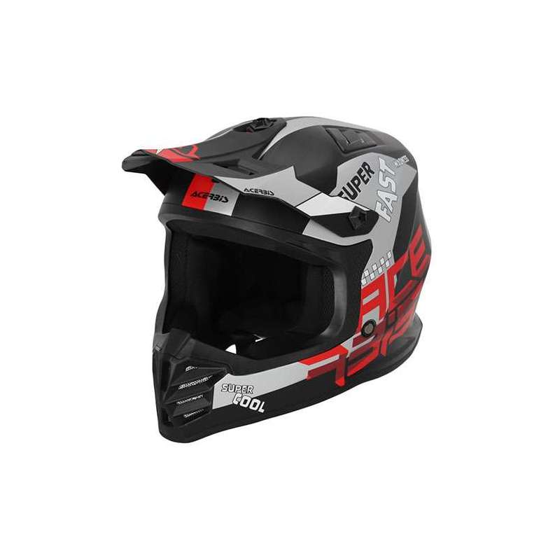 ACERBIS CASQUE OFFROAD PROFILE ENFANTS NOIR  ROUGE  MAT
