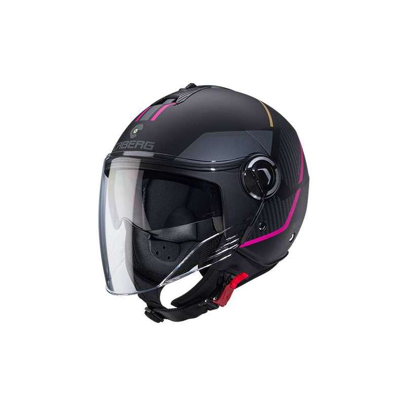 CABERG CASQUE JET RIVIERA V4X GEO  NOIR  FUCHSIA  ANTHRACITE  MAT