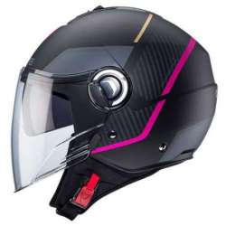 CABERG CASQUE JET RIVIERA V4X GEO  NOIR  FUCHSIA  ANTHRACITE  MAT