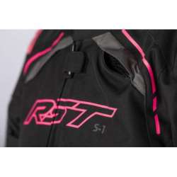 Veste femme RST S1 CE textile - noir/rose fluo