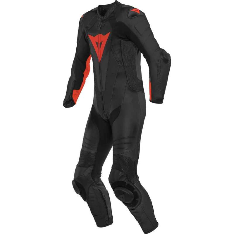 Cuir combinaisons perf. 1pce LAGUNA SECA 5 noir-rouge fluo