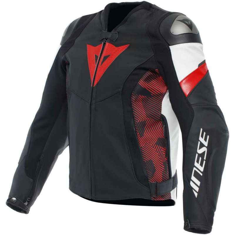 Veste En Cuir Avro 5 noir-lava rouge-blanc