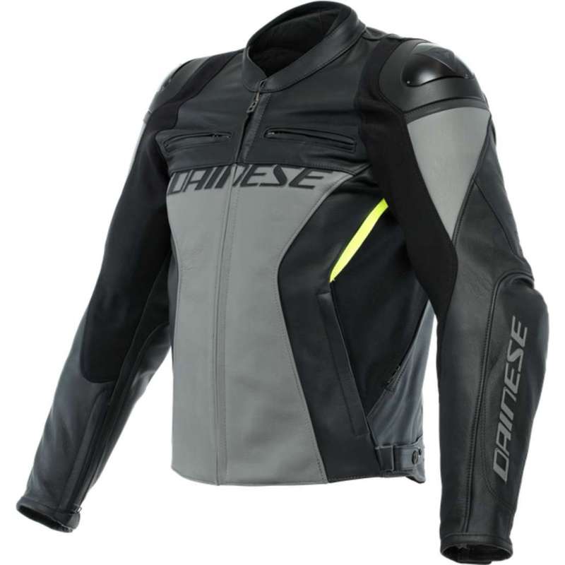 Veste en cuir Racing 4 gris-noir