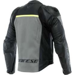 Veste en cuir Racing 4 gris-noir