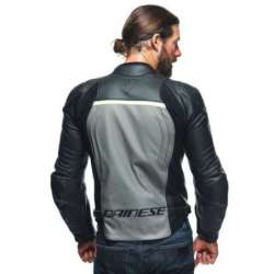 Veste en cuir Racing 4 gris-noir