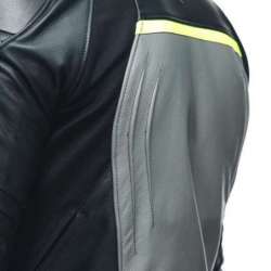 Veste en cuir Racing 4 gris-noir