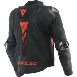 Veste en cuir Super Speed 4 noir mat, rouge fluo