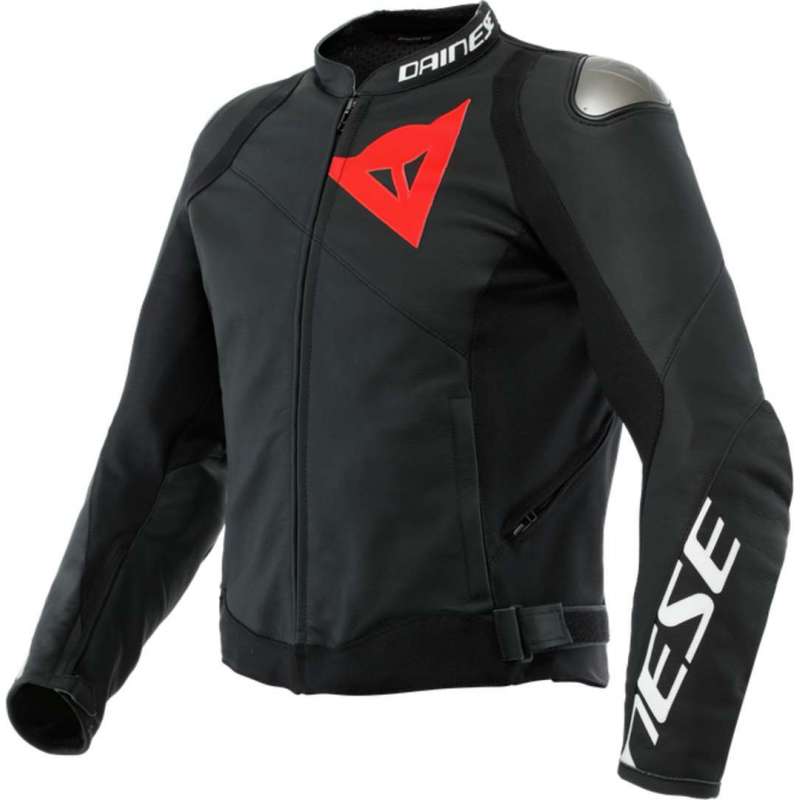 Veste en cuir Sportiva noir mat-noir