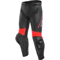 Pantalon cuir DELTA 3 noir-rouge fluo