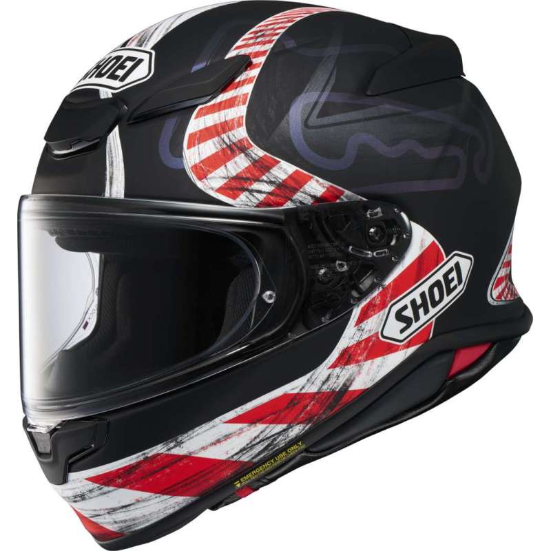 Integralhelm Shoei NXR2 Knee Down TC-5, matt-schwarz-rot-weiss