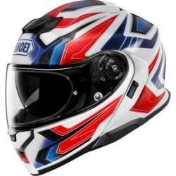 Casque modulable Shoei Neotec 3 Anthem TC-10, blanc-bleu-rouge