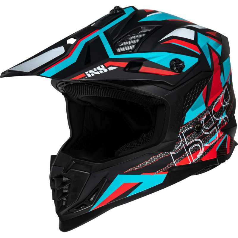 Motocross Helm iXS363 2.0 schwarz matt petrol rot