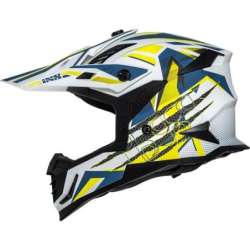 Motocross Helm iXS363 2.0 weiß matt blau gelb fluo