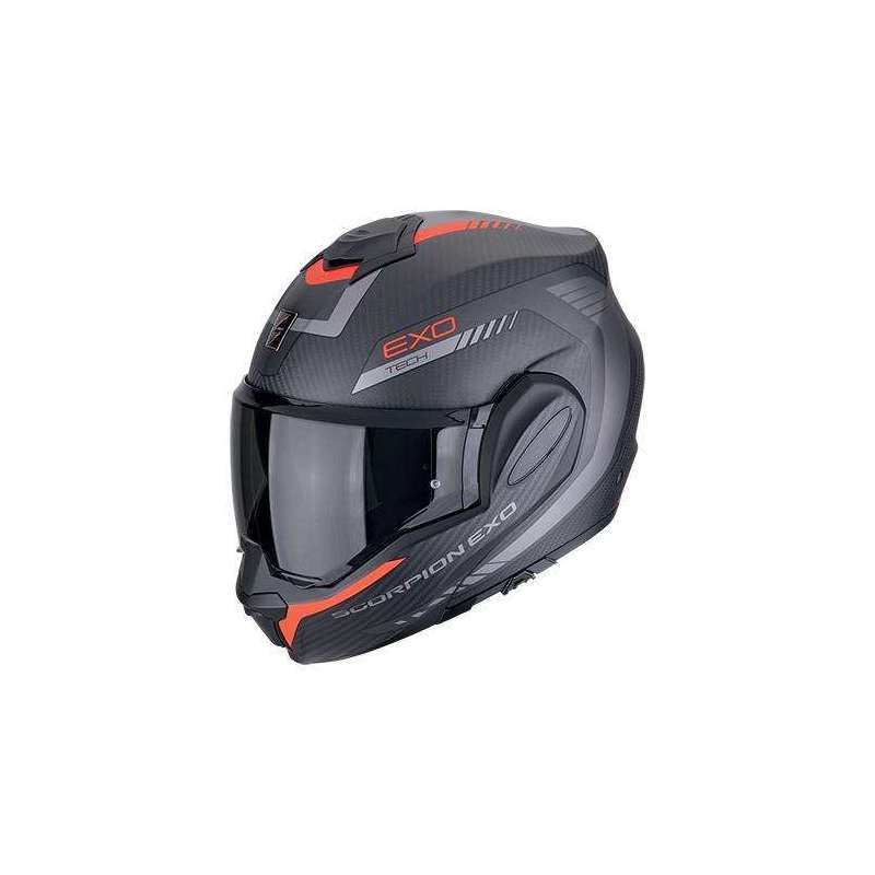 Modulohelm SCORPION EXO-TECH EVO CARBONE COSY Mattschwarz - Rot