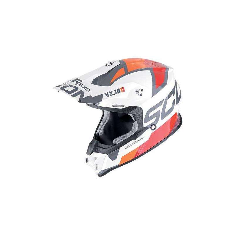 Casque Cross SCORPION VX-16 EVO AIR ANALOG Blanc-Orange