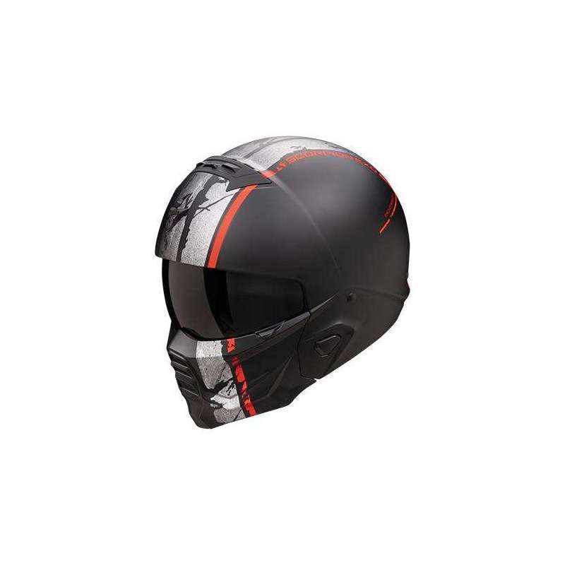 Modulierbarer Helm SCORPION EXO-COMBAT II LORD Mattschwarz-Rot