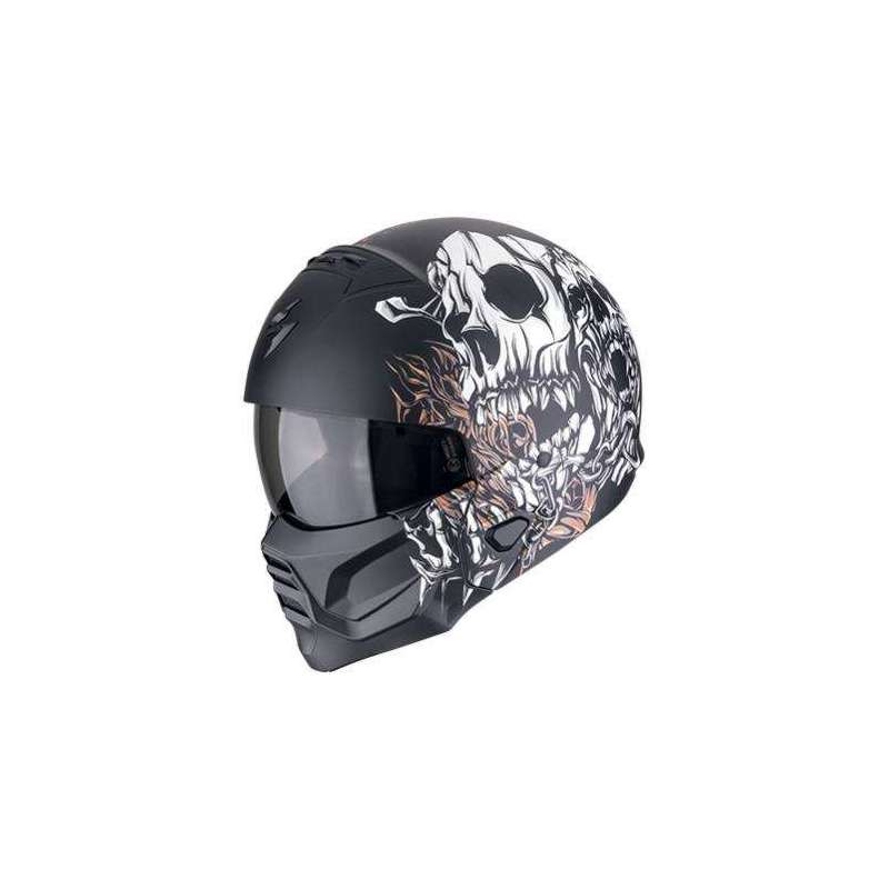 Modulierbarer Helm SCORPION EXO-COMBAT II GENESIS Mattschwarz-Weiß-Gold