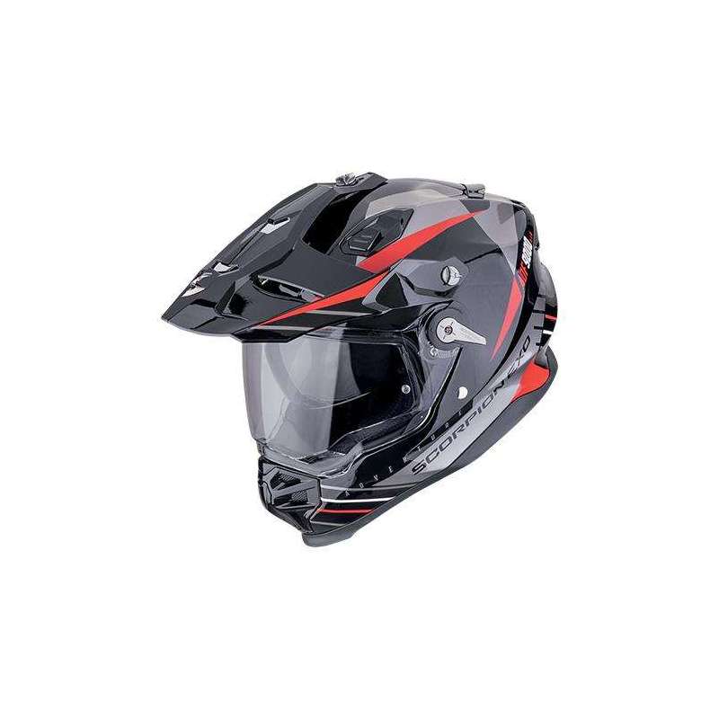 Casque Adventure SCORPION ADF-9000 AIR FEAT Noir-Argent-Rouge