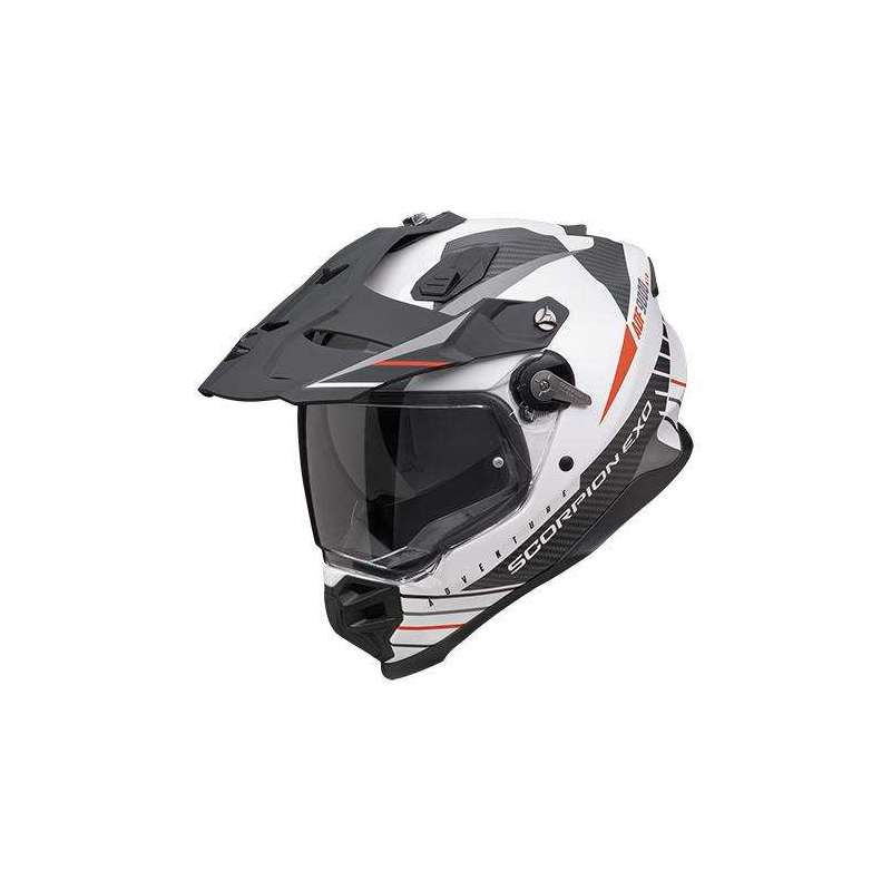 Casque Adventure SCORPION ADF-9000 AIR FEAT Blanc mat-Noir-Rouge