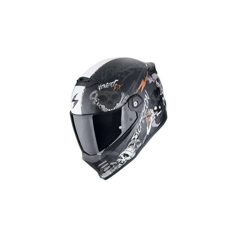 Integralhelm SCORPION COVERT FX SKULLZ Mattschwarz-Grau-Gold