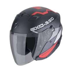 Jet Helm SCORPION EXO-230 BAND Mattschwarz - Rot-Silber