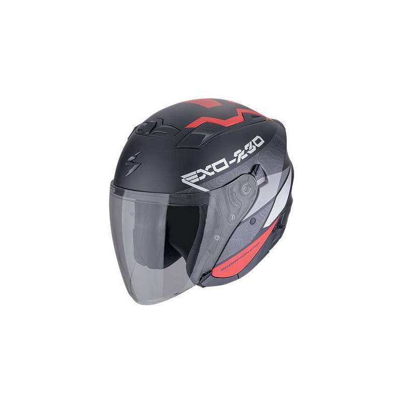 Jet Helm SCORPION EXO-230 BAND Mattschwarz - Rot-Silber