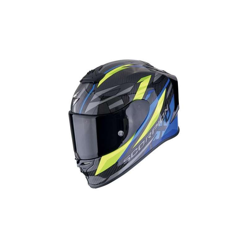 Casque Intégral SCORPION EXO-R1 EVO CARBONE RUNNER AIR Noir-Bleu-Jaune fluo