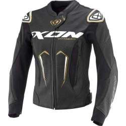 Veste Ixon Lady VORTEX 3 Cuir Noir Blanc Or