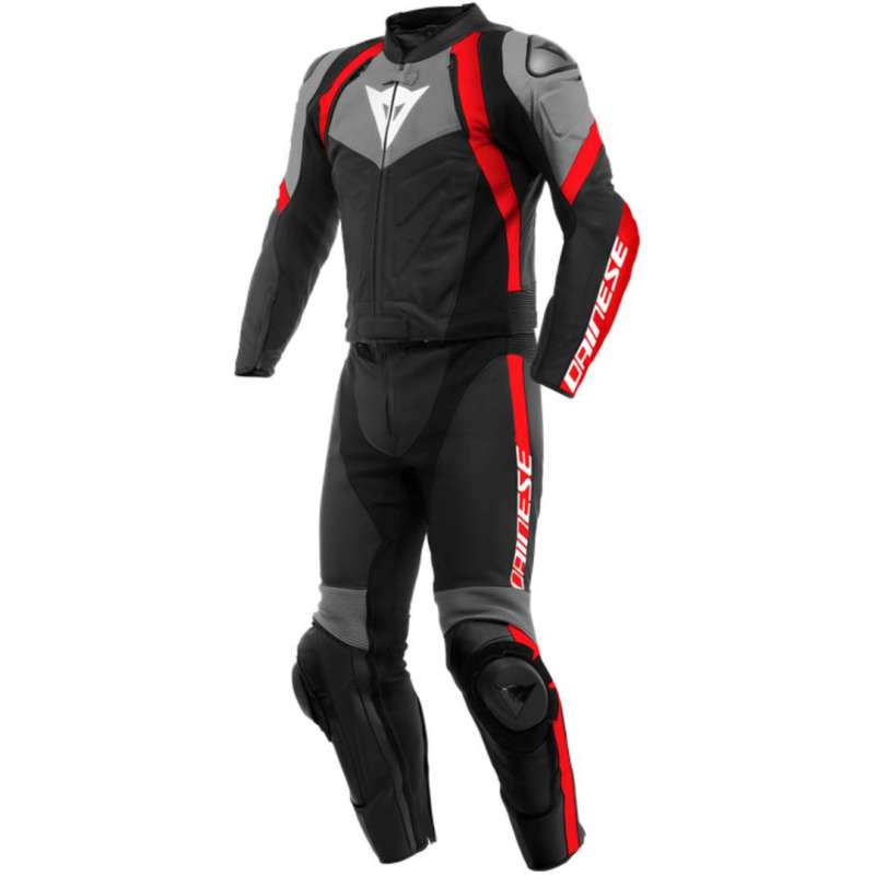 Combinaison Danese en cuir 2Pc Avro 4 noir-anthracite-rouge