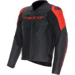 Veste Dainese en cuir Racing 5 noir-rouge fluo